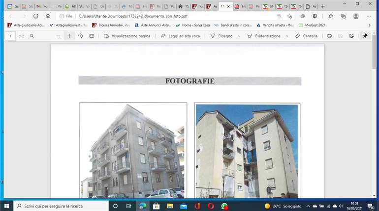 Appartamento all'asta in via Balduzzi 36.